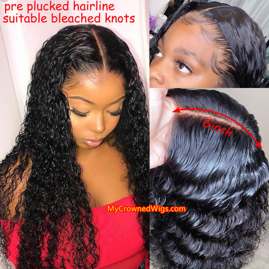 Stock 13x6 Straight Long Parting Virgin Human Hair Lace Front Wigs 